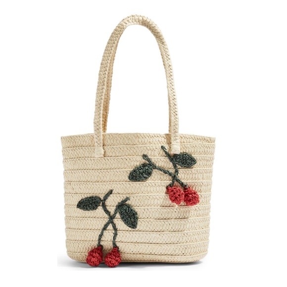 NWT Cherry Straw Tote Bag - Picture 2 of 6